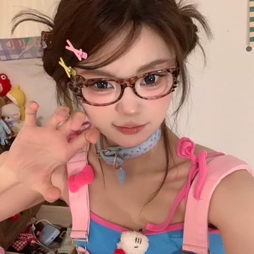 Cheetah Print Kawaii Glasses Y2k Glass Emo Grunge Accessories Cosplay Anime Vintage Leopard Print Sunglasses2