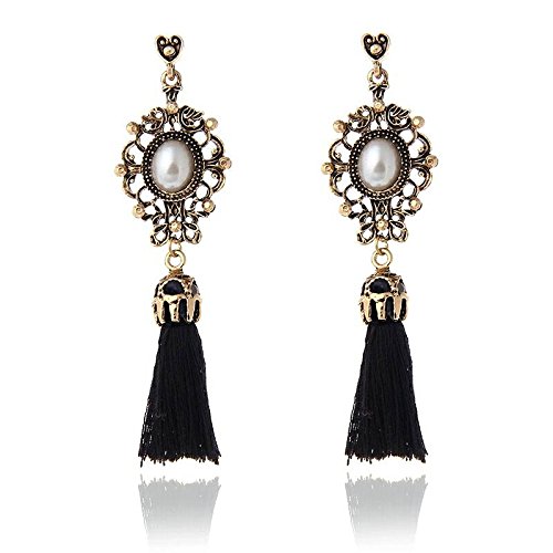 Manvik Gold Oxidised Black Tassel Earring For Girls And Women (B075PYFYRL) Amazon Price History, Amazon Price Tracker