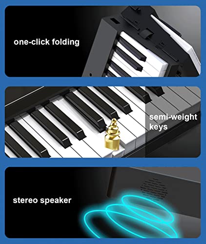 Piano numérique Clavier électrique Piano 88 touches Piano électrique semi-lesté Clavier pliable Musique avec Bluetooth MIDI Pédale de maintien, pupitre, sac de transport for débutants - Les Beatles, Paul McCartney, John Lennon, RIngo Starr, George Harrison Piano numérique Clavier électrique Piano 88 touches Piano électrique semi-lesté Clavier pliable Musique avec Bluetooth MIDI Pédale de maintien, pupitre, sac de transport for débutants – Image 7