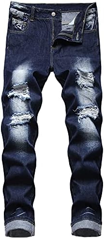 aHaBiKas Men's Ripped Jeans Slim Fit Jeans for Men(Dark Blue LY050,36)