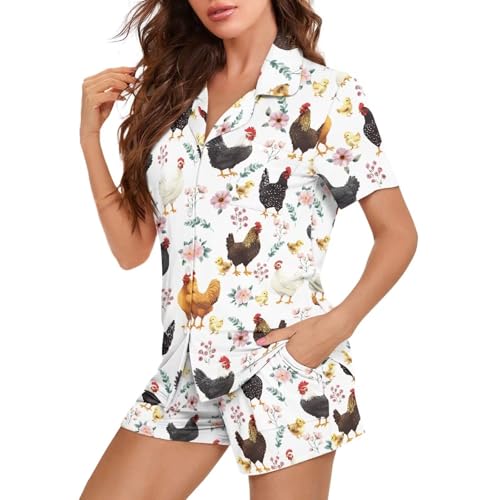 Image of Women's Short Sleeve Sleepwear Pajamas Nightwear with Pockets | skin-friendly breathable material resists pilling fading and deformation after repeated washing