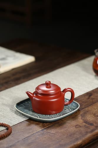 Image of Yixing Clay Teapot 7oz Chinese Zisha Tea Pot Dahongpao Mud Kungfu Tea Set for Brewing Loose Tea (Dezhong, Red)