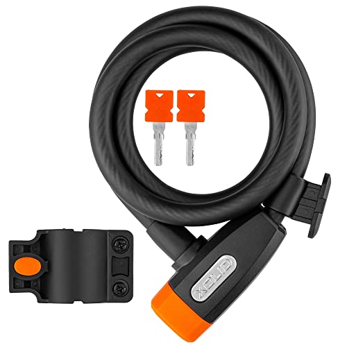 Fahrradschloss mit Schlüssel 2X - Bicycle Lock Fahrrad Kabelschloss 120cm mit Halterung - Spiralschloss Fahrrad - Schloss Schwarz (120 cm) Cover