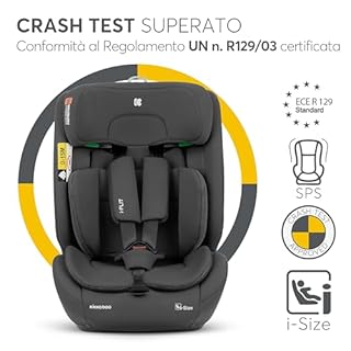KikkaBoo Seggiolino Auto 9-36 kg ISOFIX i-FLIT, Gruppo 1 2 3, Reclinabile, da 15 Mesi a 12 Anni, i-Size, SPS, Top Tether, Poggiatesta Regolabile, Grigio scuro