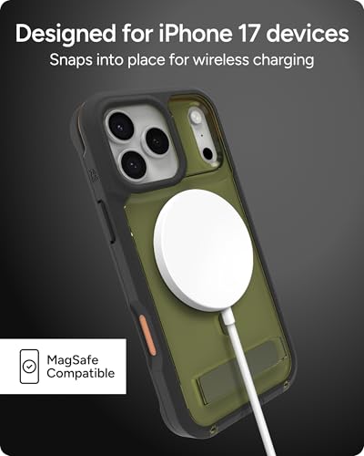Image of ZAGG Rainier Case with Kickstand for iPhone 17 Pro Max - Green Sea Kelp, Graphene 22ft (7m) Drop Protection, Lanyard Attach Points, MagSafe, Wireless Charging Compatible, 2-Piece Design, Phone Case