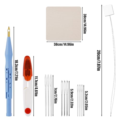 Image of 13pcs Punch Needle Kit, Adjustable Punch Embroidery Kit with 9 Embroidery Needles Sewing Art Needle Tools Set for Adult Beginners Embroidery Floss Cross Stitching DIY Craft Supplies
