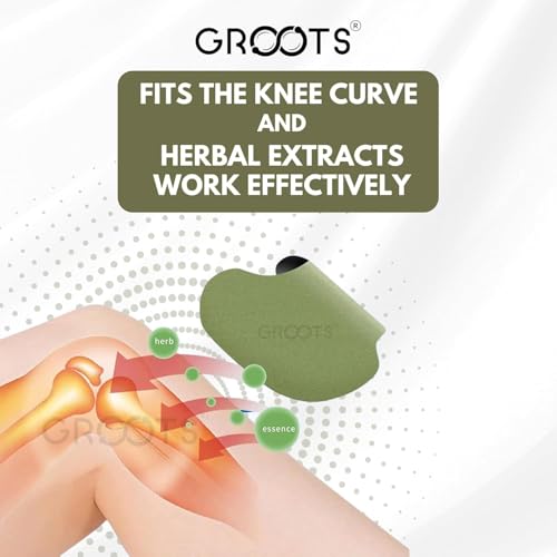 Image of Groots Herbal Knee Pain Relief Patches Arthritis Inflammation Patch Sticker Relief from Knee Pain Joint Knees Pain Relief Massager Products Natural Wormwood Extract (20 patches) (Knee pack-1)
