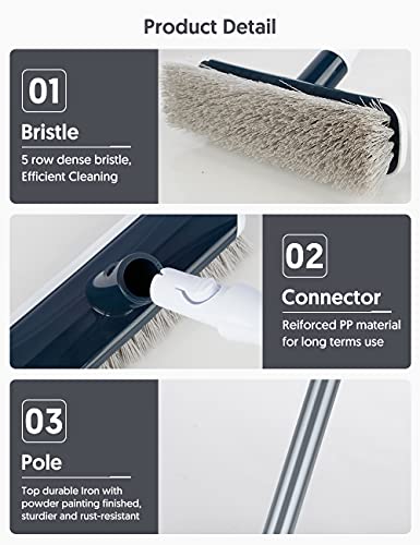 Mexerris Floor Scrub Brush With Long Handle - Stiff Carpet Deck Brush 2 In 1 Floor Scrubber Cleaning Grout Brush For Tile, Bathroom, Shower, Sink, Bathtub, And Kitchen Surface - Gray #TOP4