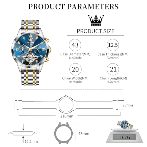 Image of OLEVS Watch Men Stainless Steel Watches Luxury Chronograph Men Wrist Watch | Multifunction,Diamond, Date, Business, Classic,Dress Watch for Men, Gift for Men, reloj de Hombre