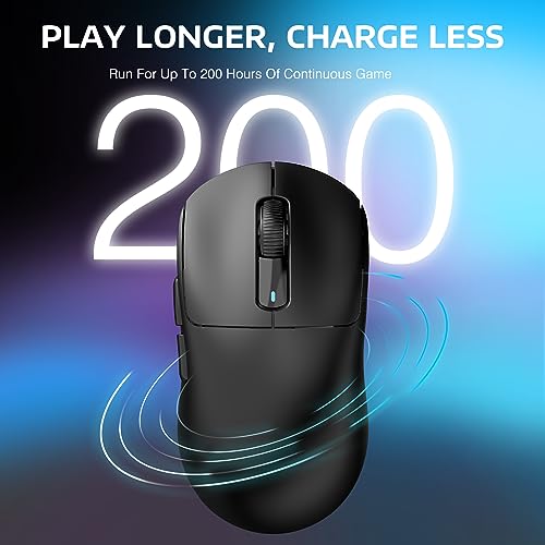 Image of ATTACK SHARK X3 Wireless Gaming Mouse, 49g Ergonomic Computer Mouse, Triple Modes PAW3395 26K DPI Optical Sensor, 200h Battery Life, Programmable Buttons, Gaming Accessories for PC /Laptop /Mac (Black)