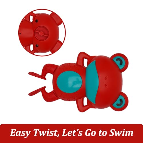 Image of Swimming Frog Bath Toy for Kids | Floating Water Toy with Moving Action | Colorful Frog Toy for Bath Time, Pool Play & Water Fun for Toddlers Red Colour