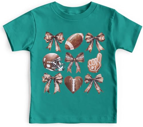 Image of JINTING Football Shirts for Boys Girls Game Day Tshirt Toddler Football Season Tee Kids Bow Coquette Tops