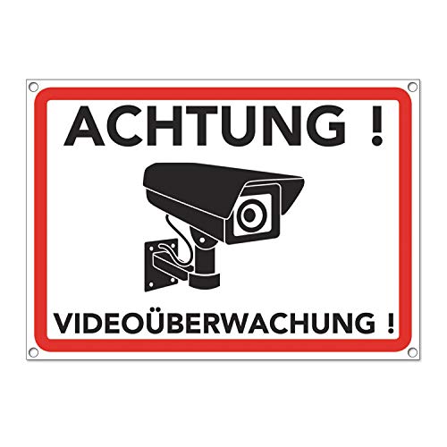 Preisvergleich Produktbild Achtung Videoüberwachung Schild - Warnschild - Hinweisschild für Kameraüberwachung - Video Überwachungsschild - Dieser Bereich Wird videoüberwacht (20x15 cm) (1 STK. Achtung Videoüberwachung)