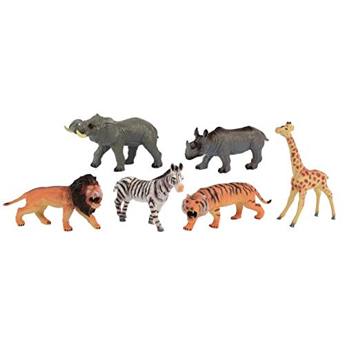 Constructivo Playthings tnz-82Soft Touch animales salvajesJuego de 6realista y detallada animales juguetes para niños, grado Jardín de infancia a 3,