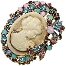 UncleS Elegant Vintage Cameo Brooch Pin Set with Antiqued Gold Finish Sparkly Alloy Cameo Lapel Pin for Women Jewelry