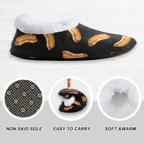 Naanle Women's Slippers Hot Dog Slippers Fuzzy Fur Comfy Fleece Warm Bedroom Shoes Home Slippers3