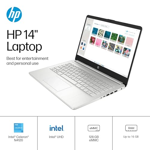 Image of HP Portable Student Business Laptop - 3 Free Bundles, Win 11 Pro, Microsoft 365, Ultral Light and Thin, 14 inch HD Display for Student, Work, 8GB DDR4, 256GB Storage(128GB eMMC+128GB Card), Intel 4-Core