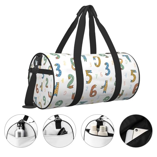 Large Duffle Bag for Travel - Math Number Print Cartoon Gym Bag for Women Men, Foldable Travel Bags for Women Men with Zippered Multiple Pockets4