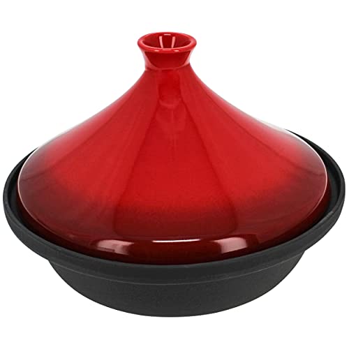 Potted Pans 3.3 Qt Enameled Cast Iron And Ceramic Tajine Cooking Pot - Moroccan Tagine Pot Stovetop Tandoori Oven #TOP6