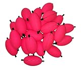 24 of the 2.5 inch Bright Pink OVAL SLOTTED styrofoam fishing floats, 2 Pegs with center hole Easy on off float
