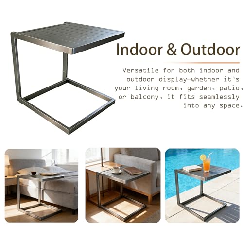DHYGOTFUR Aluminum Outdoor Side Table C-Shaped, Indoor Patio End Table by DHYGOTFUR - Used condition - Image 3