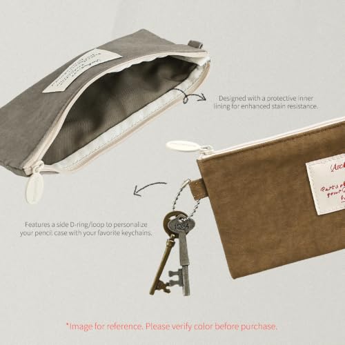 Image of Monolike Archive247 Faded Pencil Case, Brown - Classic Muted Tone Desk Organizer, Vintage Minimalist Writing Instrument Pouch