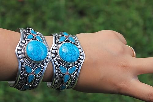Multi-Stone Blue Stabilized-Turquoise Adjustable Cuff Bracelet | Unique Boho Jewelry for Men & Women4