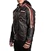 Affliction Men's American Culture Faux Leather Motorcycle Jacket, Black with Red Stripe, Vintage Skull Design, Quilted Panels, Zip Front (US, Alpha, X-Large, Regular, Regular, Black (AC Moto Club))