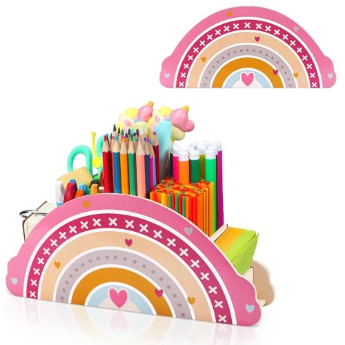 Jiahuade Rainbow Pen Holder Desk Organiser, Kids/Childish, Pen holder, Pen Holder, Office, School, Library, Rainbow