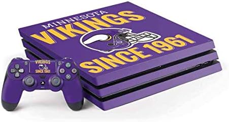 Skinit Decal Gaming Skin Compatible with PS4 Pro Console and Controller Bundle - Officially Licensed NFL Minnesota Vikings Helmet Design