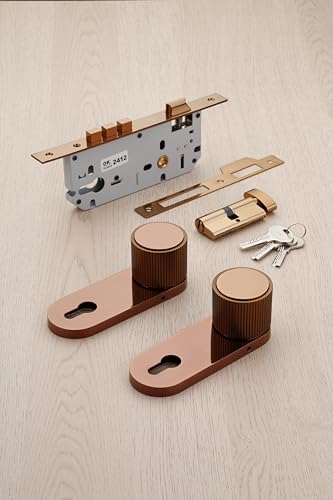 Image of LAPO Mortise Door Lock for Home, 60x85 Lock Body, Works with 30-50mm Door, 70mm Cylinder, 3 Brass Keys, Left-Right Door Compatibility, Reversible Door Fit, Rose Gold Finish, 3 Years Warranty - 317