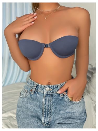 Image of RoseSeek Women's Strapless Underwire Push Up Front Closure Bra | Front Closure, Bandeau Bra, Tube Tops
