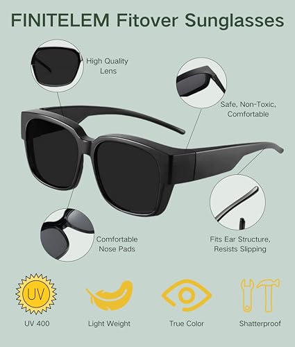 Sunglasses Fit Over Glasses for Men and Women - Oversized Square with UV400 Protection4