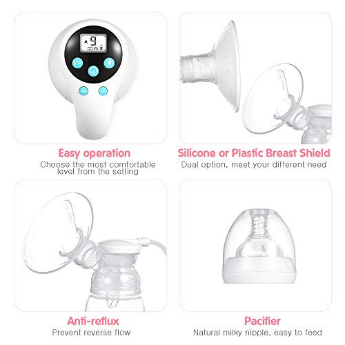Duotar Bomba De Mama Elétrica,Bomba de mama elétrica dupla com luz noturna Seguro e sem BPA Modo dup