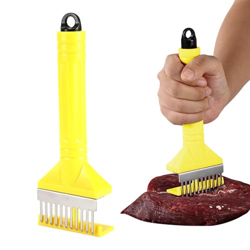 Kustimantu da Cucina per Carne, ago da Carne in Acciaio Inox con ago di Carne, appiattitore per Comuni di Carne con 11 Aghi, Gadget da Cucina Portatile per Barbecue