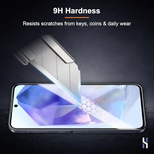 Image of Tempered Glass for Samsung Galaxy A35 | A55 | M35 (6.6 Inch) Military Grade 9H Screen Guard, Anti-Scratch, Shatterproof, Edge-to-Edge Full Coverage - Black Border