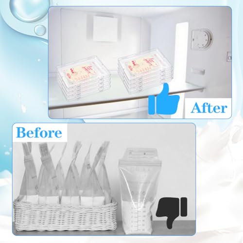12 Pcs Clear Flat Breast Milk Freezer Storage Organizer, Space Saving Breastmilk Freezer Tray for Breastfeeding Bag Organization, Reusable Breastmilk Storage Containers, 7.48 x 5.11 x 0.67 in (12 Pcs) - Thumbnail 5