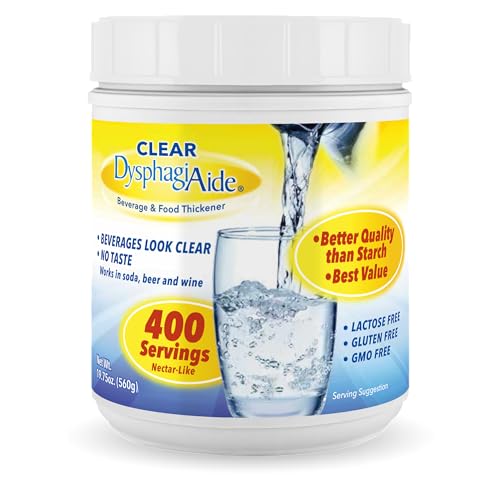 Clear DysphagiAide Thickener, 400 Serving (560g) Jar, Xanthan Gum Powder for all IDDSI Thickness Levels