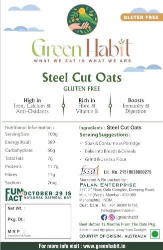 Image of GreenHabit Healthy & Nutritious Gluten Free Steel-Cut Oats (1.4 Kg pack)