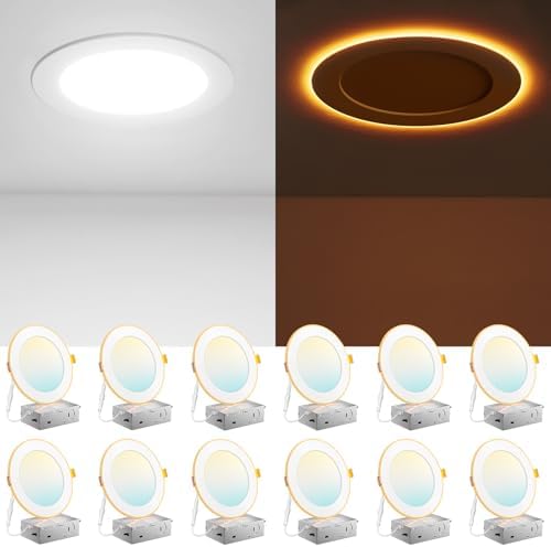 Amico 12 Pack 6 Inch LED Recessed Light with Night Light, 5CCT, 1100LM