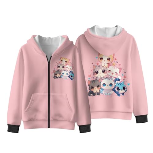 Kids Zip-Up Hoodie Sweatshirt Girls Boys Breathable Relaxed Outwear Coats with Pockets for School Sport Size S-XL4