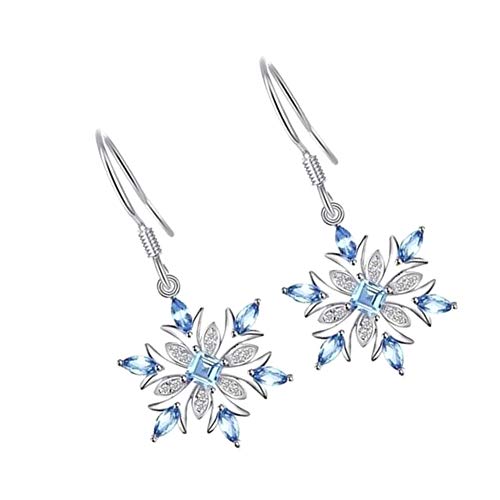 Fenfangxilas Fashion Stud Drop Dangle Earrings Set For Women Girls Women Faux Sapphire Inlaid Snowflake Dangle Hook Earrings Wedding Jewelry Gift - Kyed0228 #TOP4