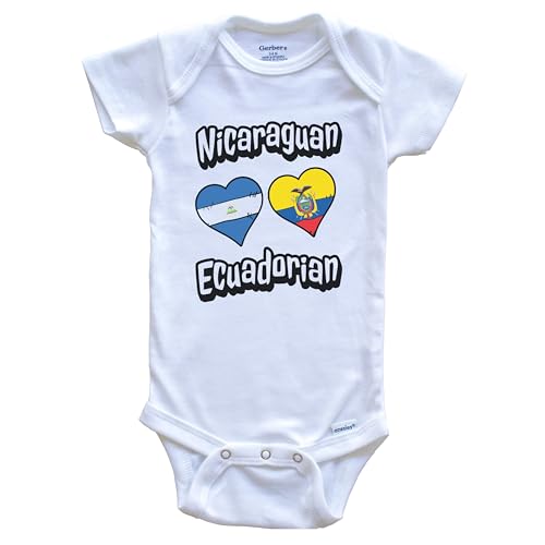 Really Awesome Shirts Nicaraguan Ecuadorian Flag Heart Combo Nicaragua Ecuador Baby Bodysuit