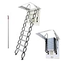 TECHTONGDA Attic Ladder Attic Extension Loft Attic Ceiling Folding Stairs Retractable Attic Folding Ladder with 28 x 39 Inch Opening Size and 10.5 feet Height for Ceiling