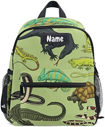 Glaphy Custom Kid's Name Backpack, Snake Lizard Chameleon and Turtle Animals Toddler Backpack Personalized Name Preschool Bookbags for Boys Girls