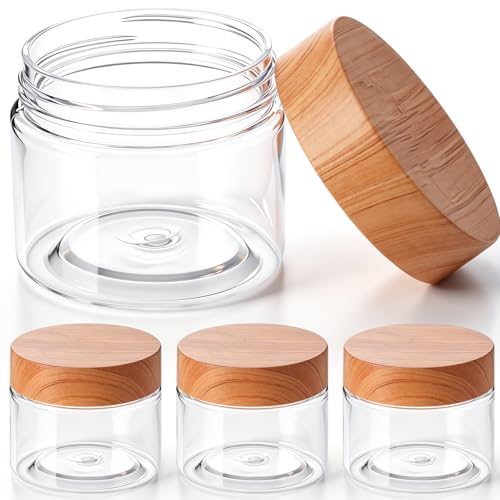 Image of Patelai 4 Pieces Wide-mouth Plastic Container,1 Ounce,Wood