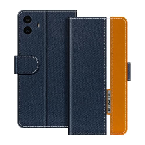 UOGNADGD レザーケース Nothing CMF Phone 1 との互換性あり マグネット式フリップカバー スタンド&カードホルダー付き 衝撃保護対応 (ブルー)
