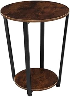 TecTake 800922 Bedside table | Lamp side table with 2 storage shelves | Coffee end table for bedroom, living room or office (Industrial dark brown)
