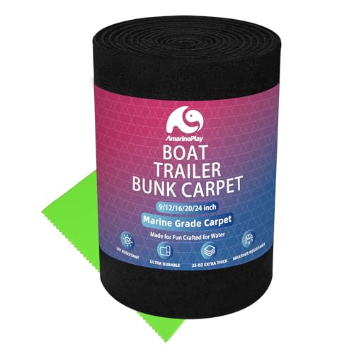 Boat Trailer Bunk Carpet 12 Inch Wide x 13ft,Marine Carpet for Trailer Bunk Boards,Boat Lift Bunks,Runners,Outdoor Marine Grade Saltwater&Wear-Resistant Jet Ski Pontoon Bunker Cover Black