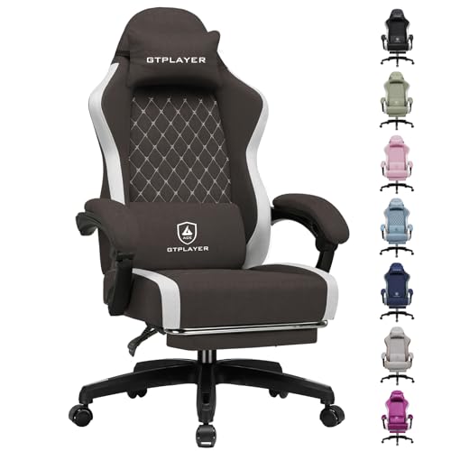 Image of GTPLAYER Gaming Chair, Ergonomic Computer Chair with Footrest and Lumbar Support, High Back Recliner Chair 350lbs, Height Adjustable for Home Office, Brown